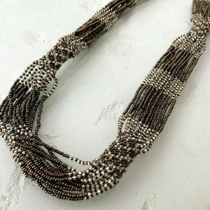 Czech Bead Zulu 28" Necklace Bronze, Silver